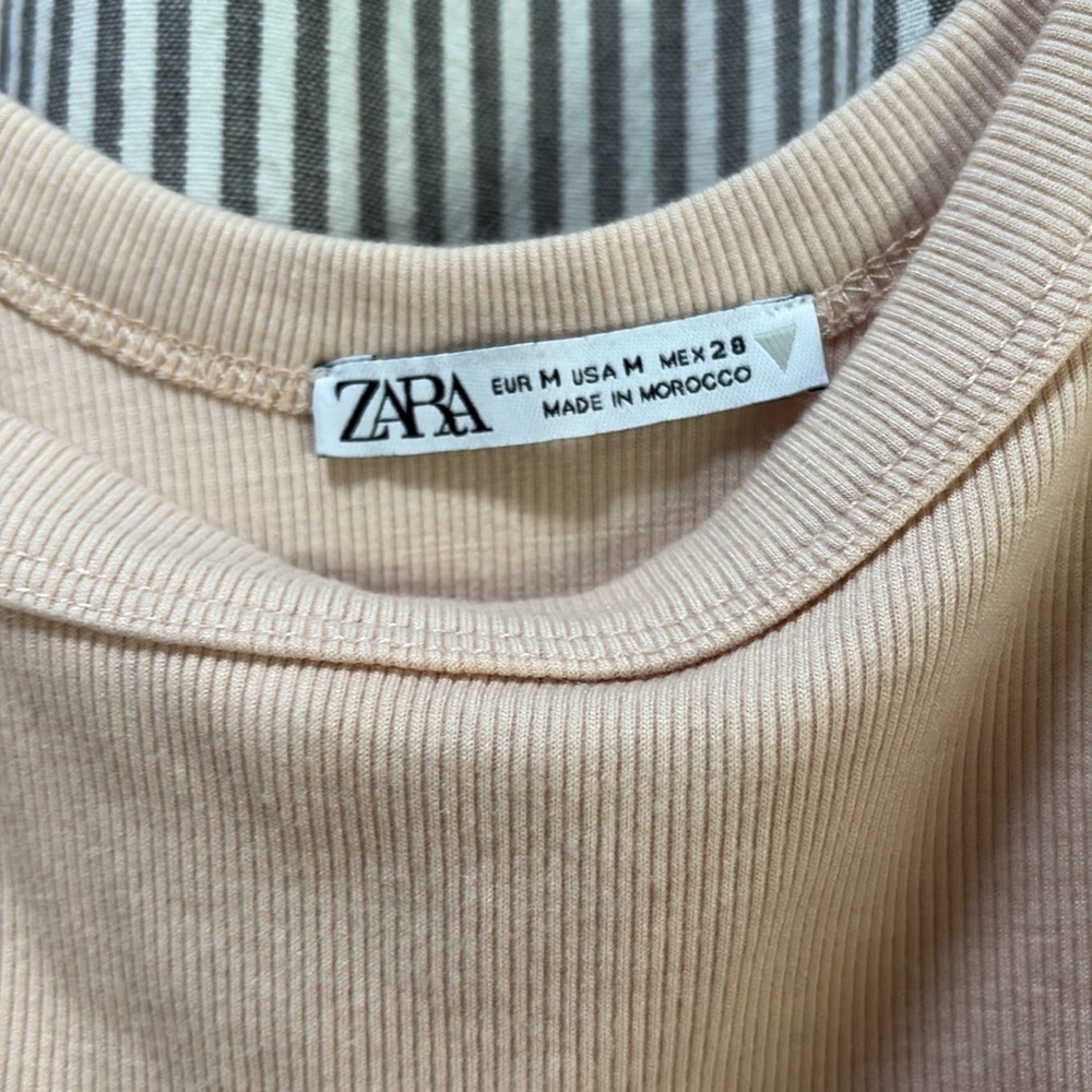 Zara Light Tan Ribbed Top - Picture 2 of 3